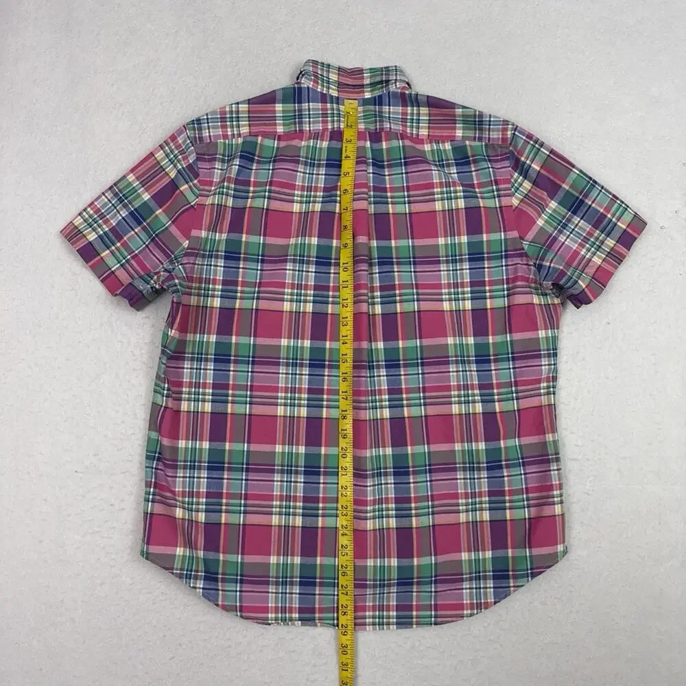 Polo Ralph Lauren Shirt Mens Large Pink Plaid Classic Fit Button Front Cotton